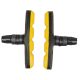 Kaladėlė stabdžių V-brakeshoes, symetric, 70 mm, black/yellow, with bolt w/thread and fixing parts, 1 pair on PROMAX eurohole-card